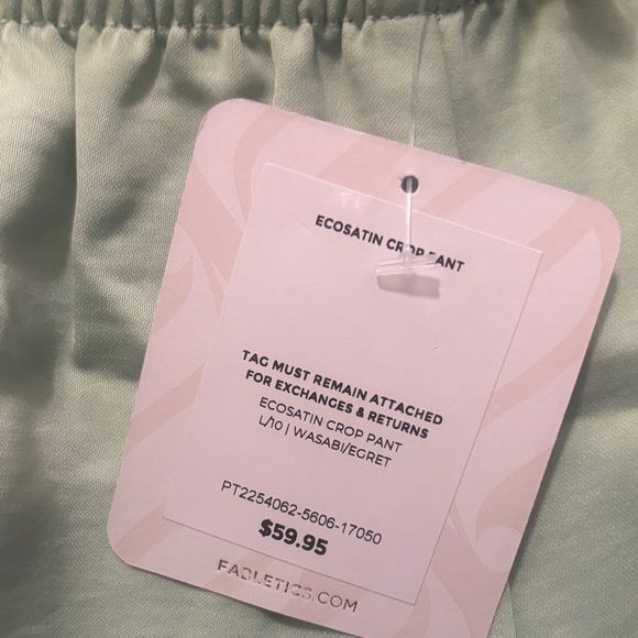 Fabletics NWT Ecosatin Crop Pants Woman’s Lg Capri Length Neon Green Brand New!! - Picture 5 of 13